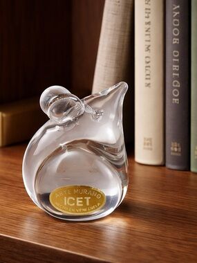 Vintage ICET Arte Murano Clear Glass Mouse Figurine